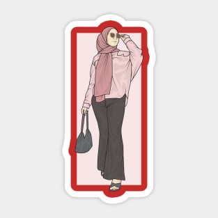 Hijab Girl In Pink Outfit Sticker